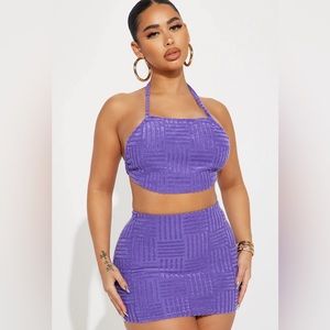 Purple Terry cloth skirt set
